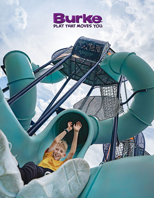 Child enjoying a fun slide on Burke playground equipment